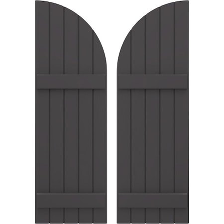 Americraft 5-Board (2 Batten) Wood Joined Board-n-Batten Shutters W/ Arch Top, ARW101BQ518X63SMH